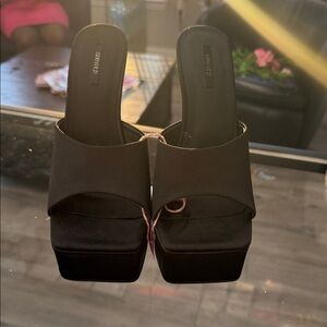 Forever 21 Black Platform Slide Sandals
